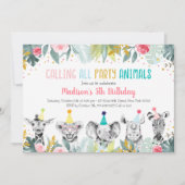 Invitation Party Animal rose Gold Safari Anniversaire (Devant)