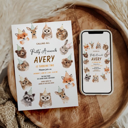 Invitation Party Animals 2nd Birthday | Cute Jungle Animal