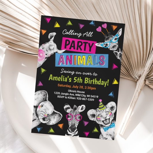 Invitation Party Animals Wild Safari Birthday Party