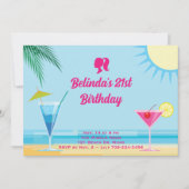 Invitation Party Blue Tropical Beach 21e anniversaire (Devant)