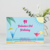 Invitation Party Blue Tropical Beach 21e anniversaire (Debout devant)