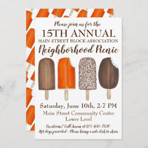 Invitation Party Crème glacée Social Anniversaire Pique-nique