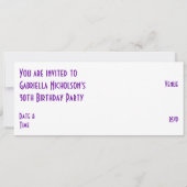 Invitation 'PARTY' de l'étoile violette blanc long (Dos)
