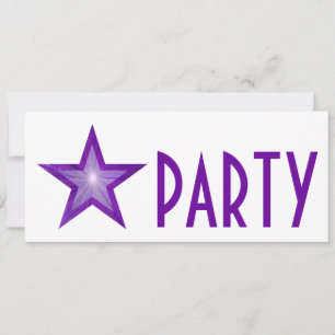 Invitation 'PARTY' de l'étoile violette blanc long