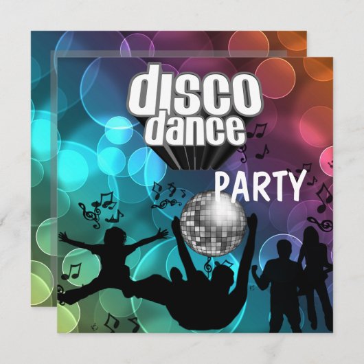 Invitation Party Disco Dance Retro Blue Bubles (Devant / Derrière)