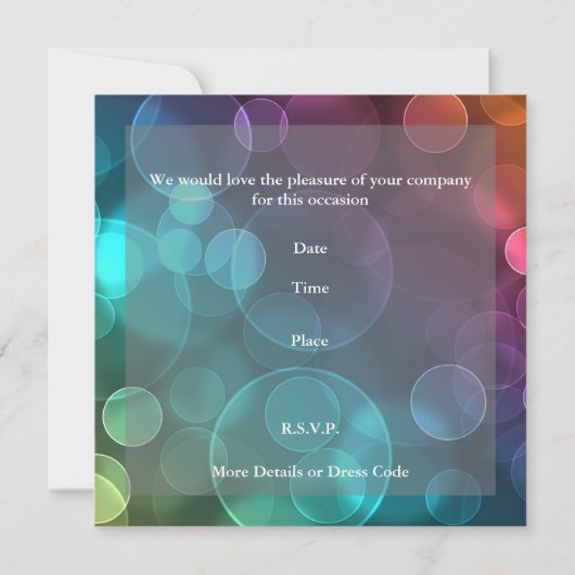 Invitation Party Disco Dance Retro Blue Bubles (Dos)