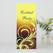 Invitation Party Elegant Jaune Or Brown Floral (Debout devant)