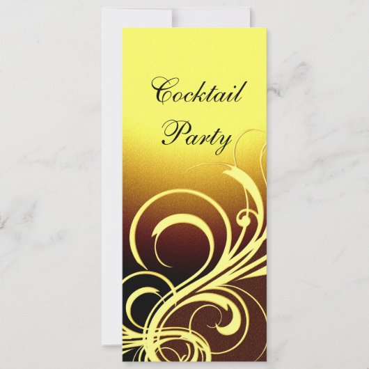 Invitation Party Elegant Jaune Or Brown Floral (Devant)