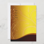 Invitation Party Elegant Jaune Or Noir Floral (Dos)