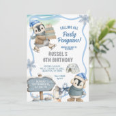 Invitation Party Penguin Arctic Animal Birthday (Debout devant)