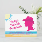 Invitation Party Pink Nashville Weekend Bachelorette blanche (Debout devant)