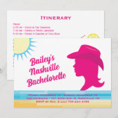 Invitation Party Pink Nashville Weekend Bachelorette blanche (Devant / Derrière)