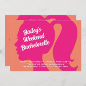 Invitation Party Pink & Orange Weekend Bachelorette (Devant / Derrière)