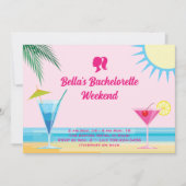Invitation Party Pink Summer Beach Week-end Bachelorette (Devant)