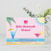 Invitation Party Pink Summer Beach Week-end Bachelorette (Debout devant)