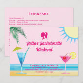 Invitation Party Pink Summer Beach Week-end Bachelorette (Devant / Derrière)