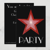 Invitation "Party" Red Star noir (Devant / Derrière)