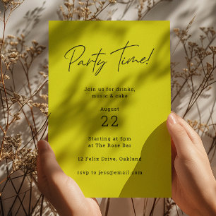 Invitation Party Time Lime Green Moderne minimaliste élégan