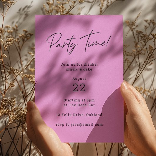 Invitation Party Time | Lumière Magenta Purple Moderne tendan