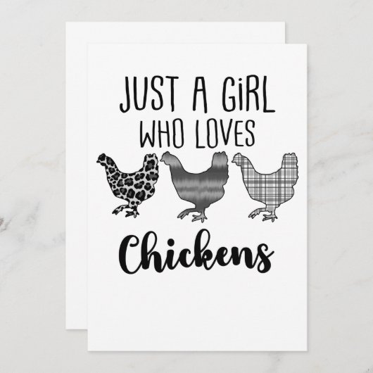 Invitation Pas 1/2, Juste Une Fille Qui Aime Les Poulets, Drô (Devant / Derrière)
