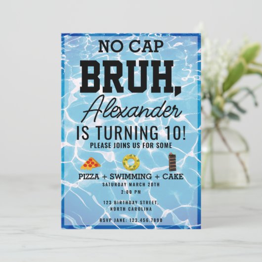 Invitation Pas de Casquette Bruh, Garçon adolescent Piscine d (Debout devant)
