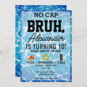 Invitation Pas de Casquette Bruh, Garçon adolescent Piscine d (Devant / Derrière)