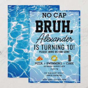 Invitation Pas de Casquette Bruh, Garçon adolescent Piscine d