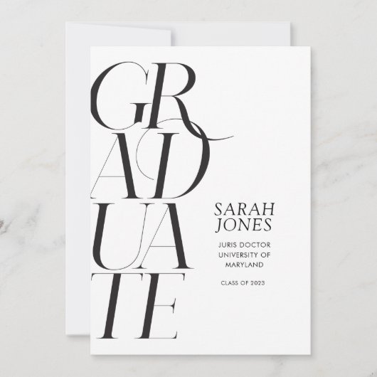 Invitation Pas de diplôme minimaliste photo (Devant)