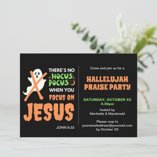 Invitation PAS DE HOCUS POCUS Christian Halloween (Debout devant)