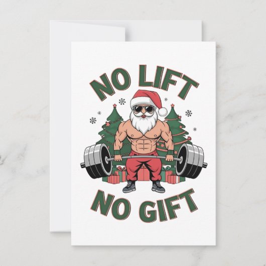 Invitation Pas de levage pas de cadeau Drôle Père Noël Gym Fi (Devant)