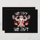 Invitation Pas de levage pas de cadeau Père Noël Gym Workout  (Devant / Derrière)