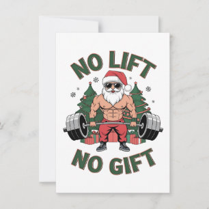 Invitation Pas de levé, pas de cadeau Drôle Père Noël Gym Fit
