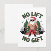 Invitation Pas de levée, pas de cadeau Drôle de Père Noël Gym (Devant / Derrière)