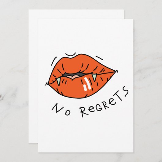 Invitation Pas de Regrets Red Lips Valentine (Devant / Derrière)