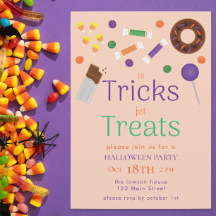 Invitation Pas de Tours Juste des Friandises Fête de Hallowee