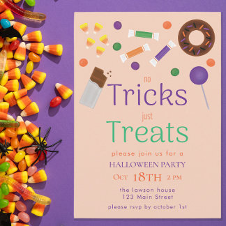Invitation Pas de Tours Juste des Friandises Fête de Hallowee