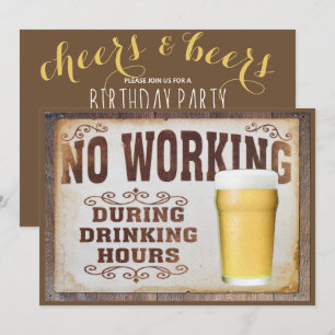 Invitation "Pas de travail" Hommes à double face Anniversaire