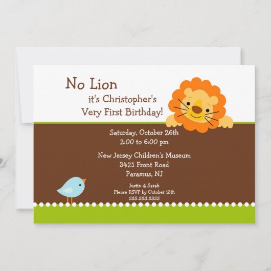 Invitation Pas d'invitation des Anniversaires de enfants Lion (Devant)