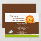 Invitation Pas d'invitation des Anniversaires de enfants Lion (Devant / Derrière)