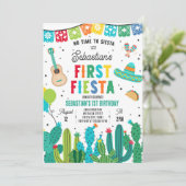 Invitation Pas Le Temps De Siesta 1Er Anniversaire Fête (Debout devant)