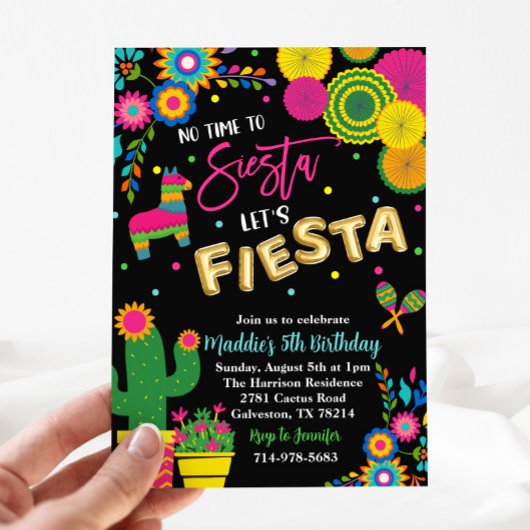 Invitation Pas le temps de Siesta Fêtons l'anniversaire