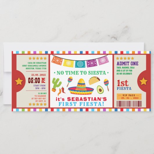 Invitation pas le temps de siesta fiesta premier anniversaire (Devant)