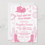 Invitation Pas son premier Baby shower Rodeo Disco Pink Bow (Devant)