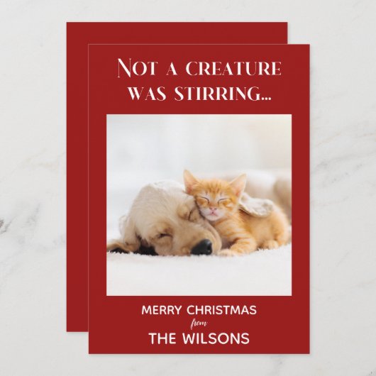 Invitation pas une créature ne remuait les photos rouges noël (Devant / Derrière)