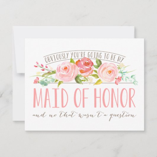Invitation Pas une question, Maid Of Honor Rose Garden (Devant)