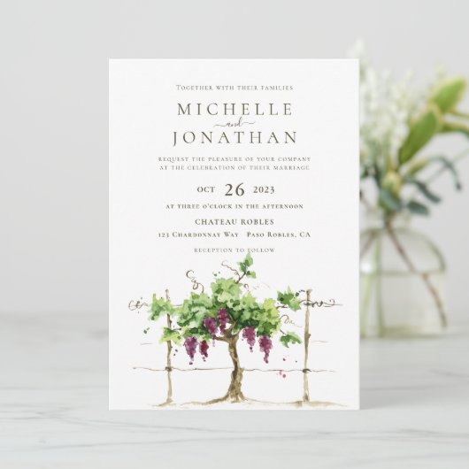 Invitation Paso Robles Vineyard Vineyard Grapevine Mariage (Debout devant)