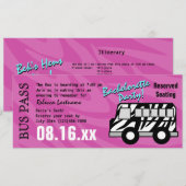 Invitation Pass de bus à rayures de zèbre pour enterrement de (Devant / Derrière)
