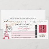 Invitation Pass Fête des mariées vintage Paris France (Devant / Derrière)