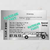 Invitation Pass Limousine pour Enterrement de Vie de Garçon (Devant / Derrière)