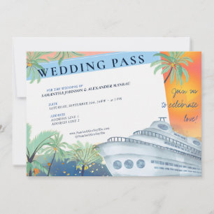 Invitation Pass Mariage de croisière Tropical Sunset Destinat